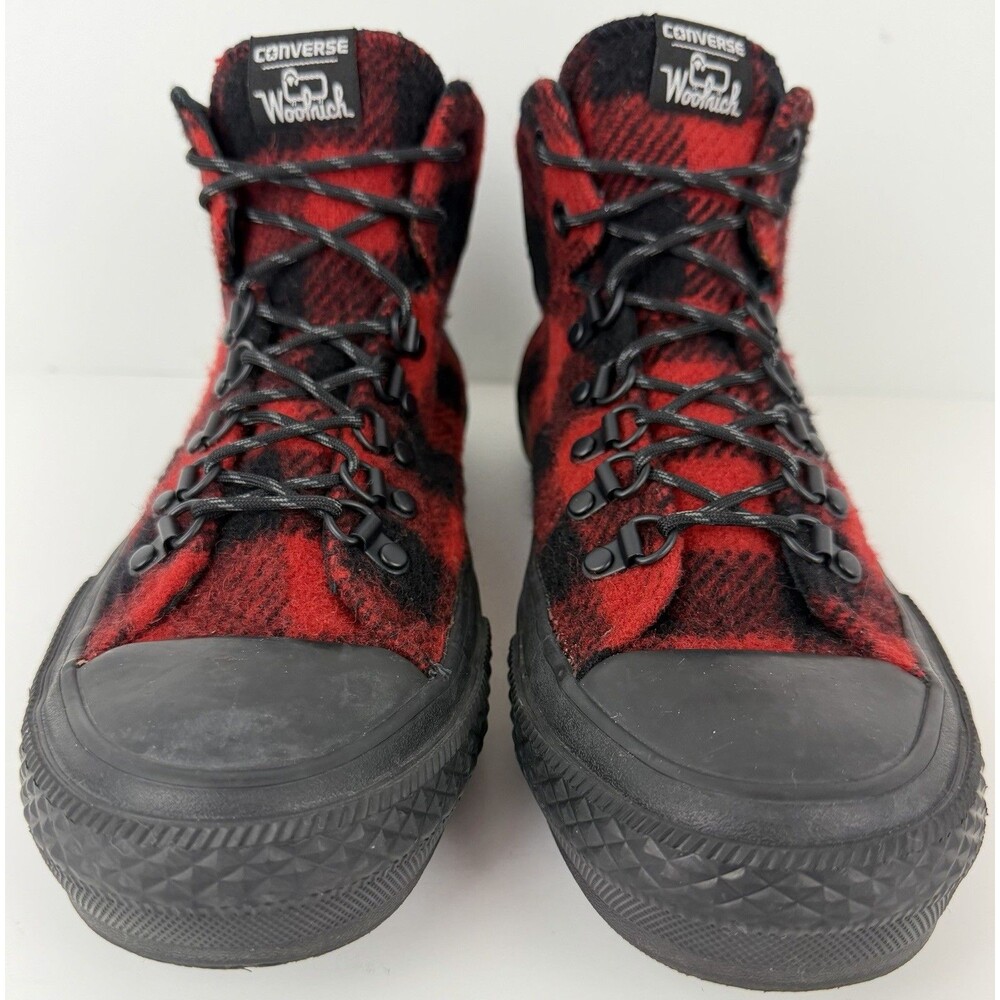 Converse x Woolrich Unisex Black/Red Plaid Chuck Taylor All Star High Top, 6/7.5 - Picture 2 of 10